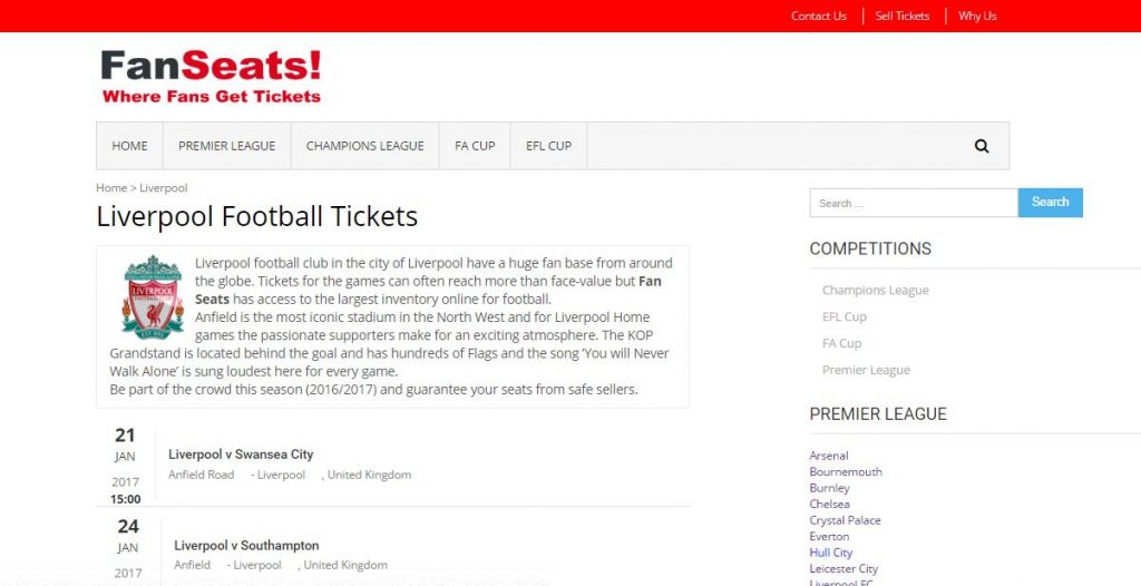 Liverpool Football Tickets